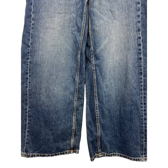 Zara Womens Mid-Rise Full Length Wide Shifted Denim Jeans Size 8 Dark Wash New - Picture 4 of 9